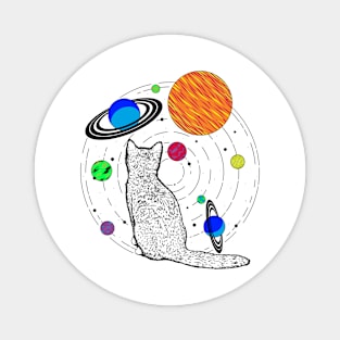 Cat Psychedelic Space Trippy Vintage Graphic Cute Magnet